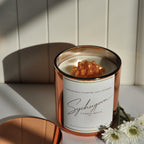 Coconut-soy chamomile and lavandin candle with dried botanicals, hand-poured in Texas for evening calm
