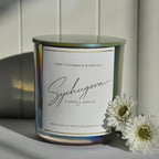 Fresh aquatic green candle with cucumber, waterlily, jasmine, and geranium notes for focus and mental clarity